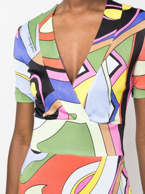 Moschino geometric-print v-neck fitted dress - Image 2