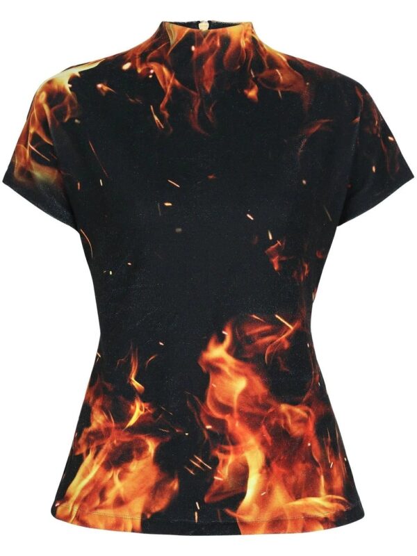 Balmain  fire print velvet top