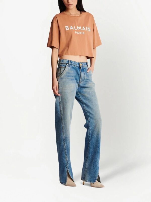 Balmain  logo-print cropped T-shirt - Image 3