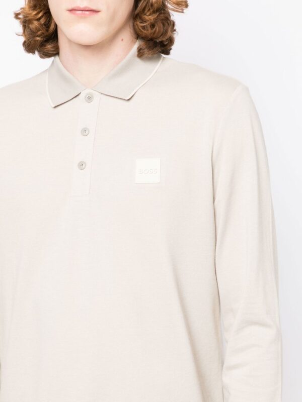 BOSS  logo-patch long-sleeved polo shirt - Image 4