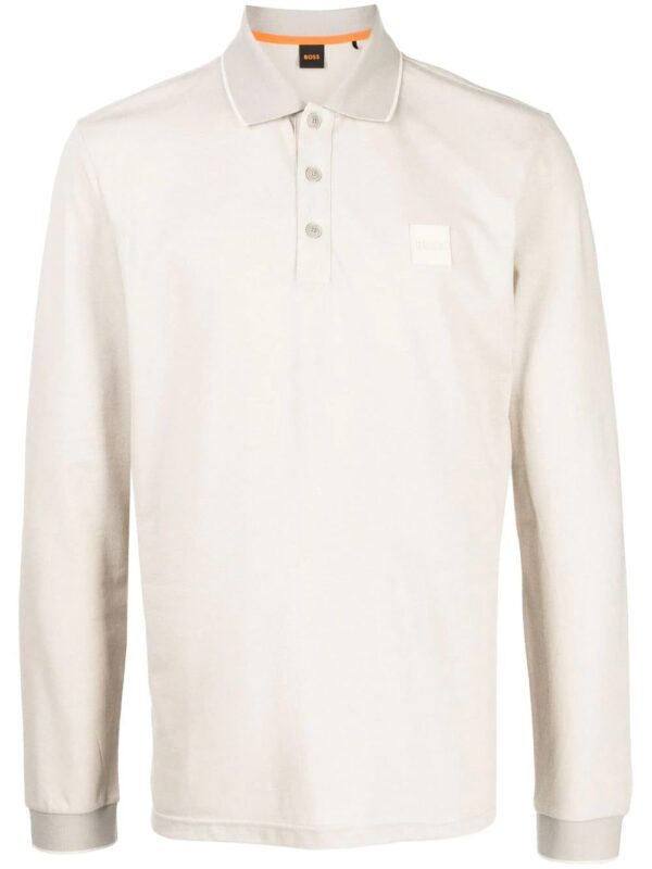 BOSS  logo-patch long-sleeved polo shirt
