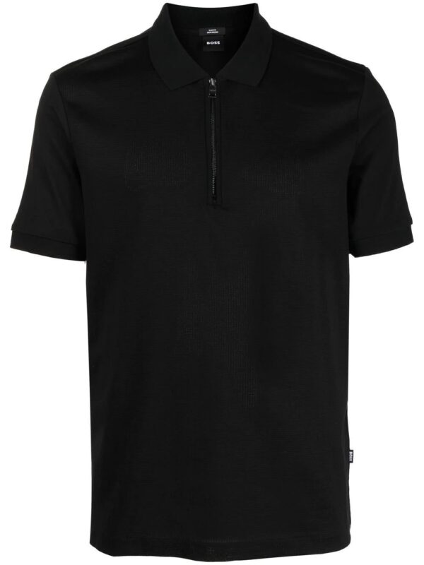 BOSS  zipped-placket cotton polo shirt