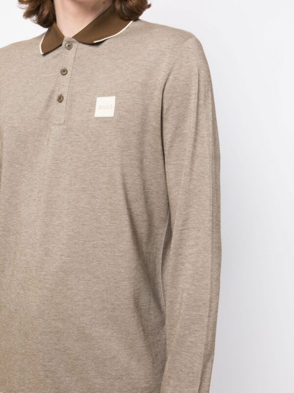 BOSS  logo-patch long-sleeved polo shirt - Image 4