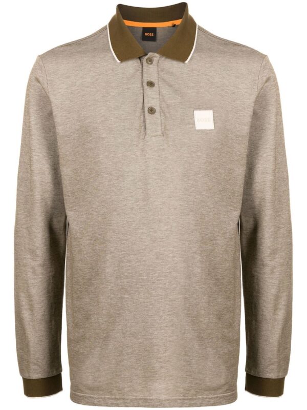 BOSS  logo-patch long-sleeved polo shirt