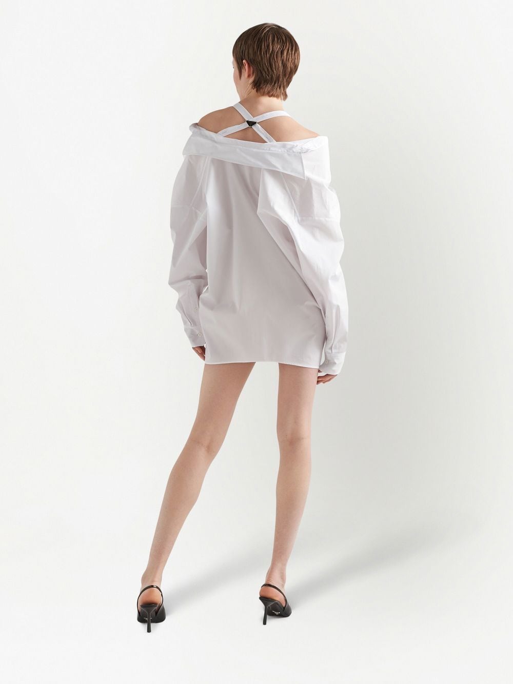 Prada off-shoulder cotton shirt dress - Image 3