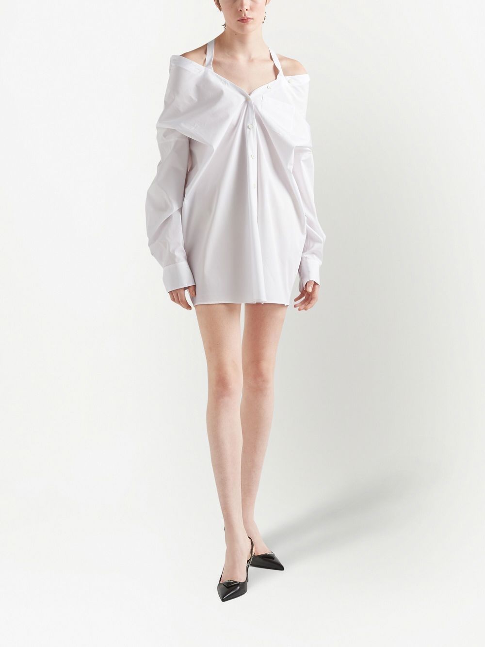 Prada off-shoulder cotton shirt dress - Image 2