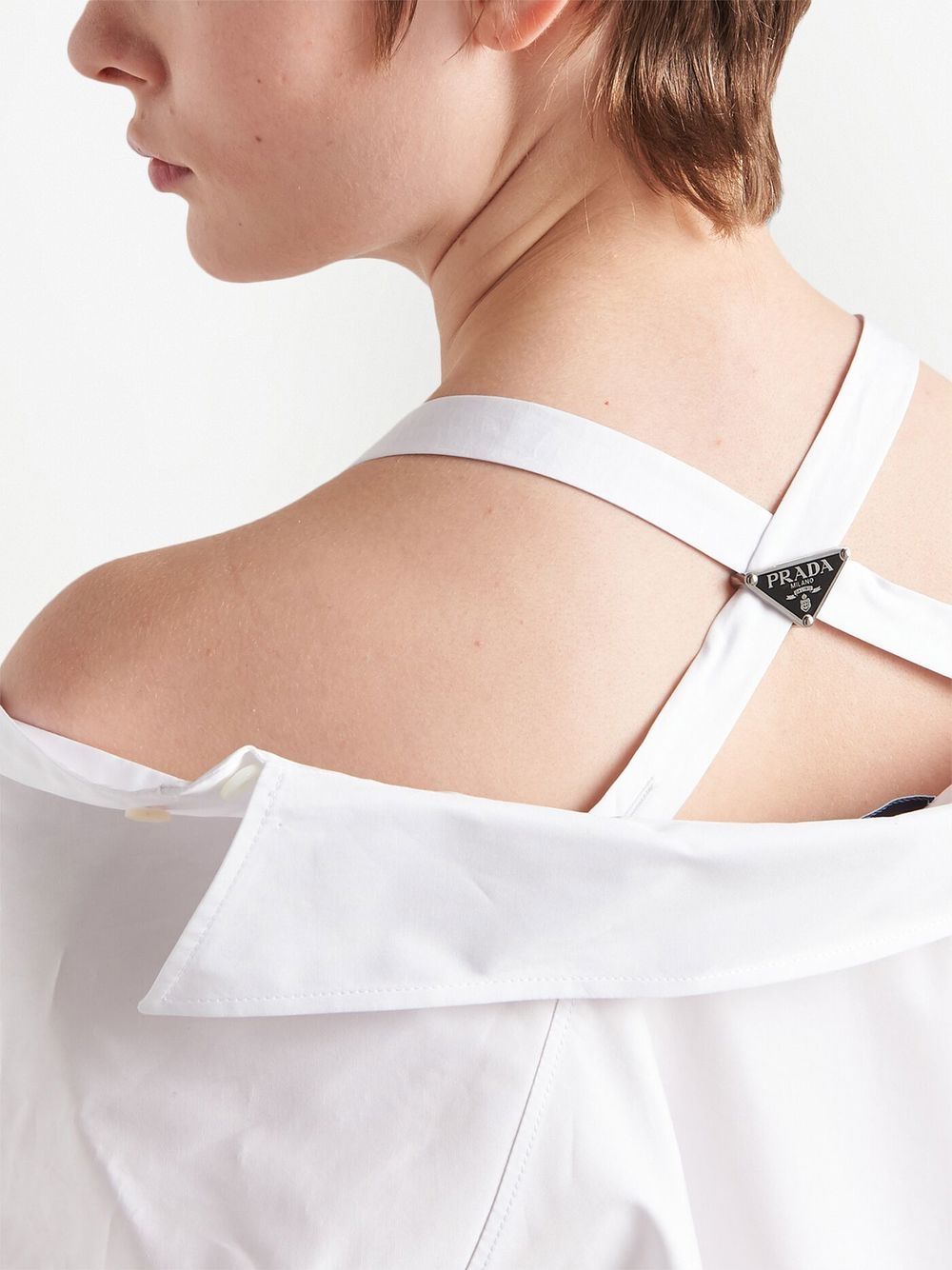 Prada off-shoulder cotton shirt dress - Image 5