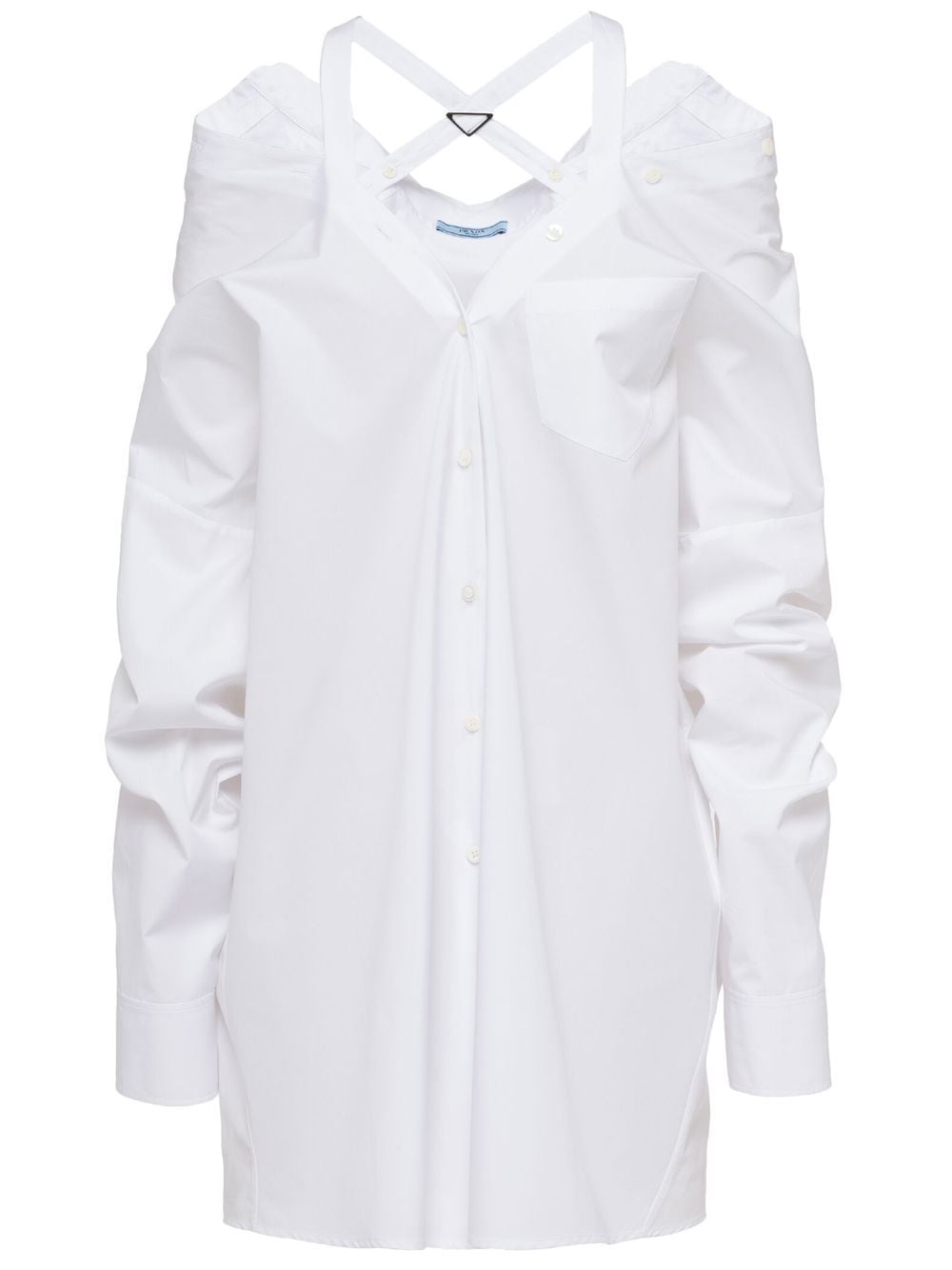 Prada off-shoulder cotton shirt dress