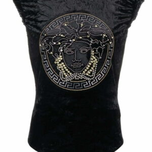 Versace  Medusa embellished velvet top