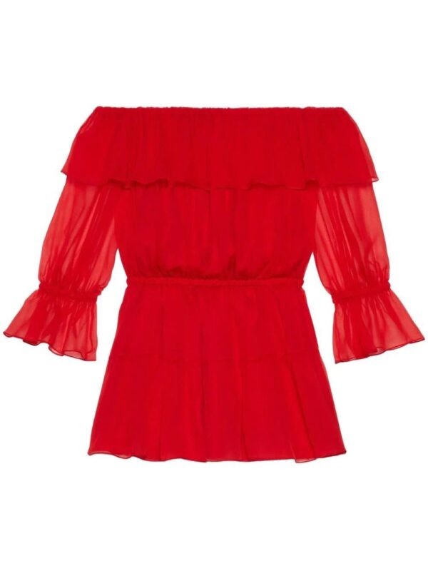 Gucci  off-shoulder silk-chiffon dress