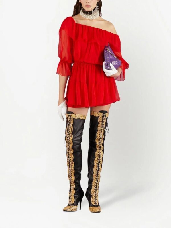 Gucci  off-shoulder silk-chiffon dress - Image 2
