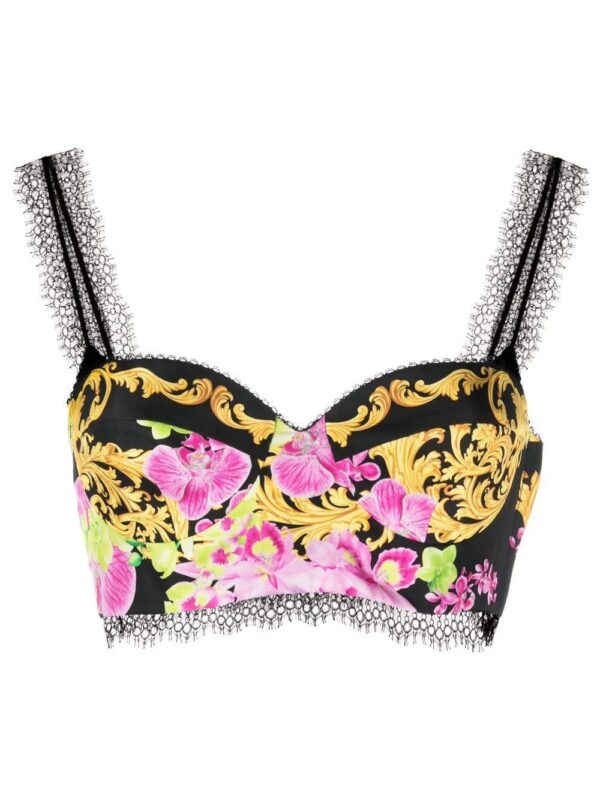 Versace  Medusa Orchid-print bustier top