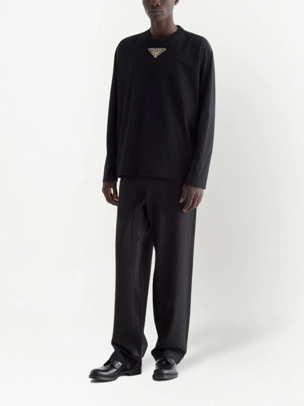 Prada  logo-patch long-sleeve T-shirt - Image 2
