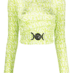 Versace  logo-print cut-out crop top