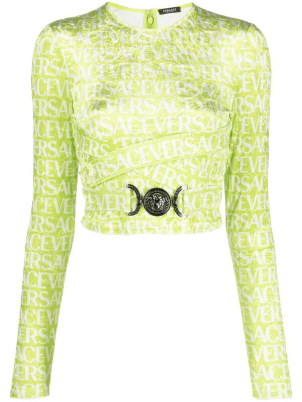 Versace  logo-print cut-out crop top