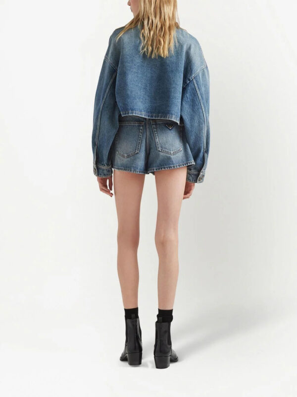 Prada  triangle-logo denim shorts - Image 3