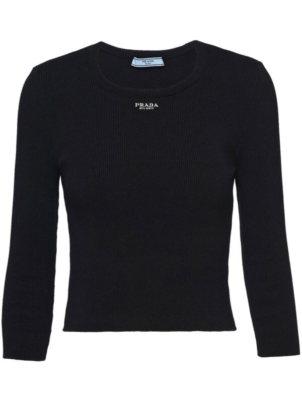 Prada logo-embroidered ribbed jumper