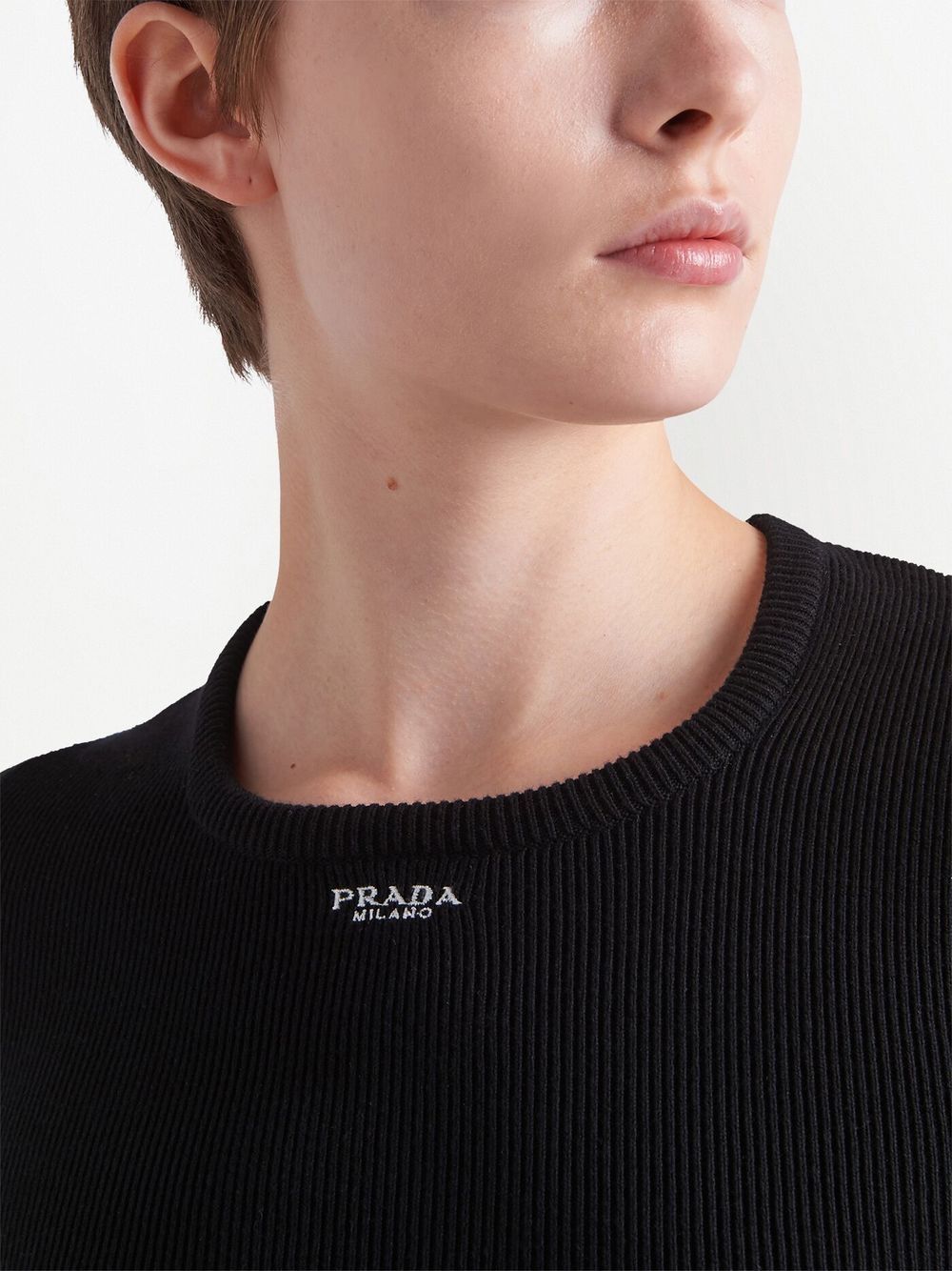 Prada logo-embroidered ribbed jumper - Image 5