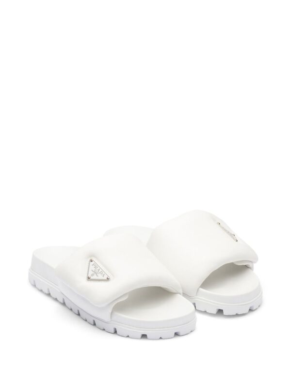 Prada logo-plaque padded leather slides - Image 2