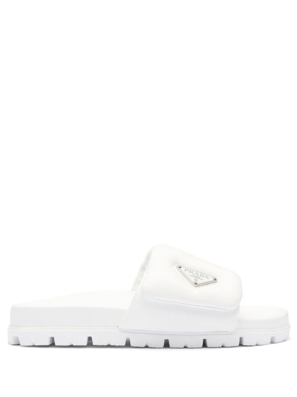 Prada logo-plaque padded leather slides