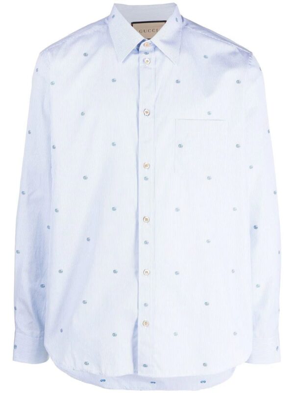 Gucci  striped logo-embroidered cotton shirt