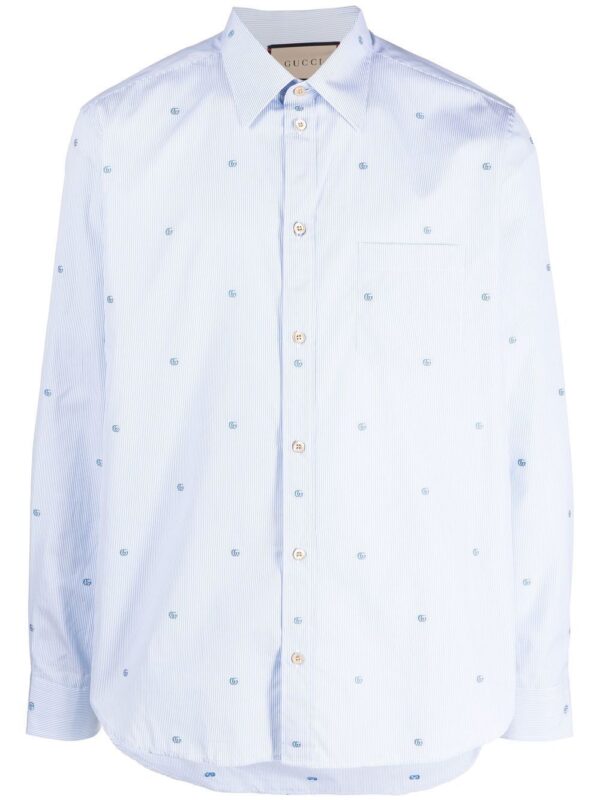 Gucci striped logo-embroidered cotton shirt