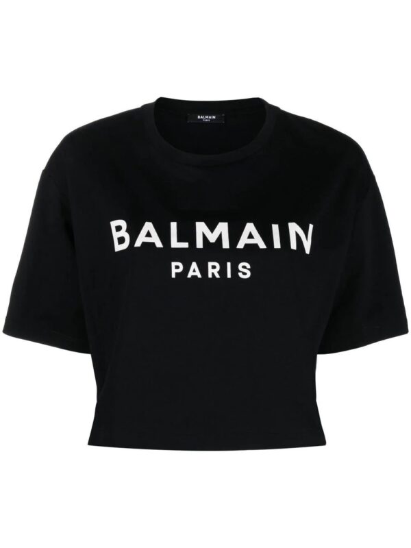 Balmain  logo-print cropped top