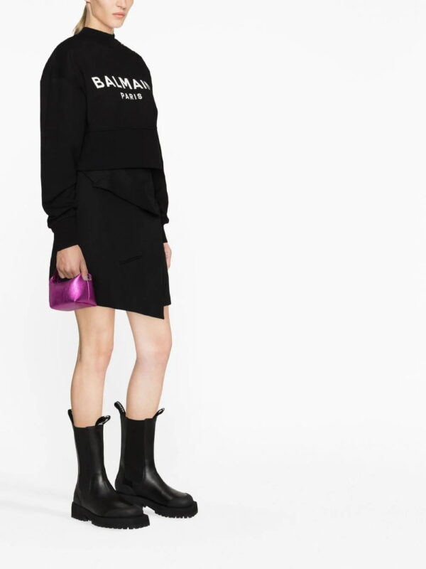 Balmain  logo-print cropped sweatshirt - Image 4