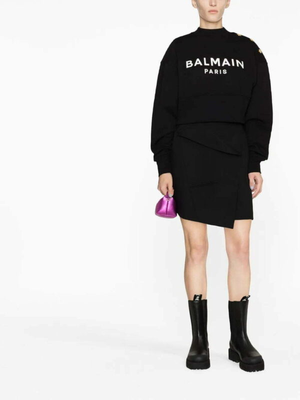 Balmain  logo-print cropped sweatshirt - Image 2