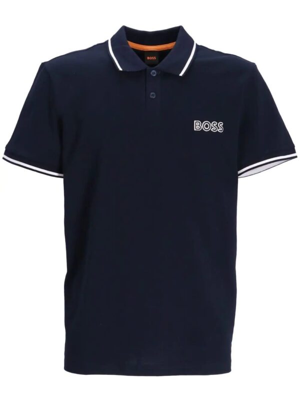 BOSS  logo-embroidered stripe-trim polo