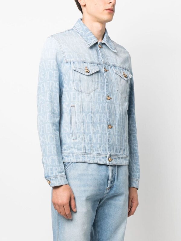 Versace  Allover logo-print denim jacket - Image 3