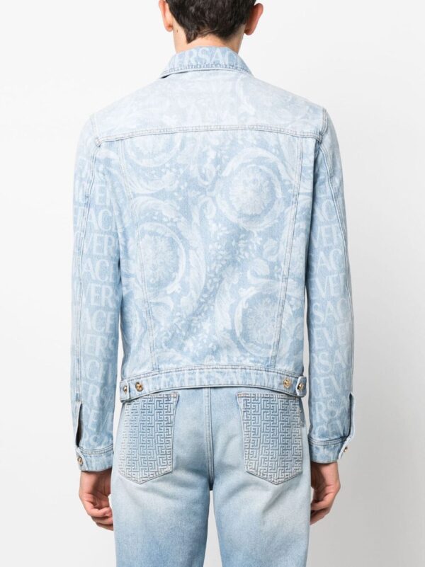 Versace  Allover logo-print denim jacket - Image 4