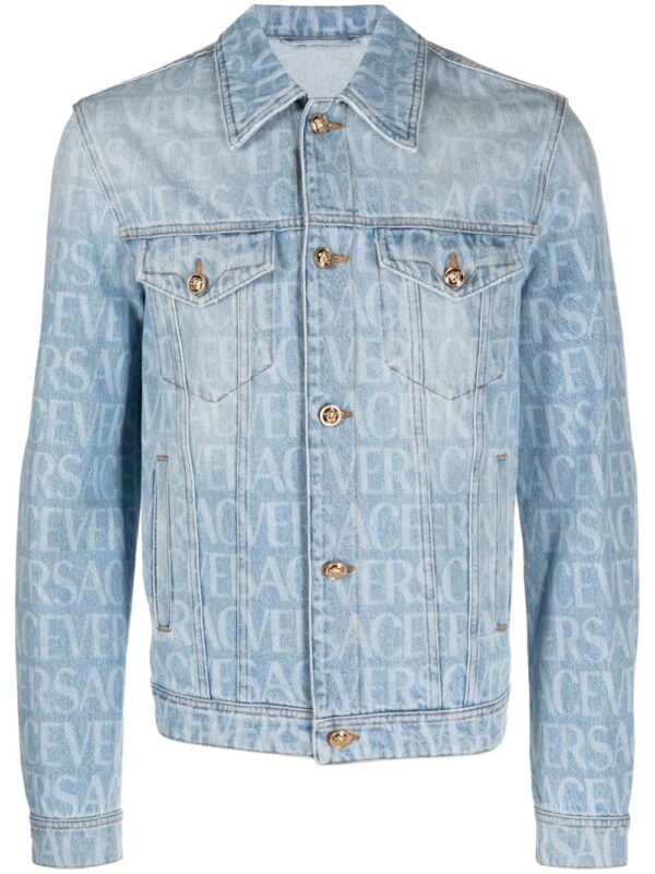 Versace  Allover logo-print denim jacket