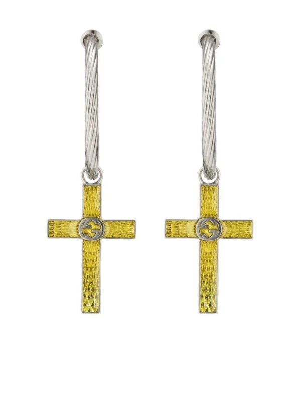 Gucci  Interlocking G enamel cross single earring