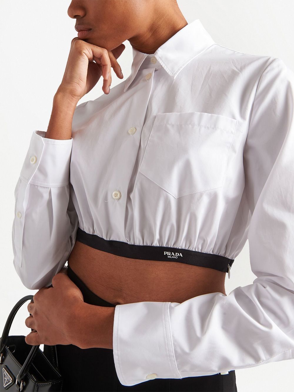 Prada logo-underband poplin shirt - Image 4