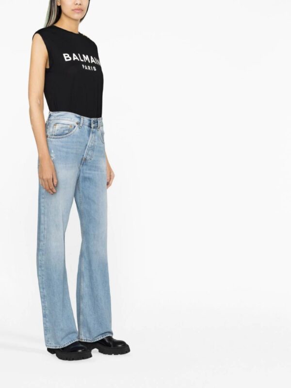 Balmain  logo-print button-embellished top - Image 4