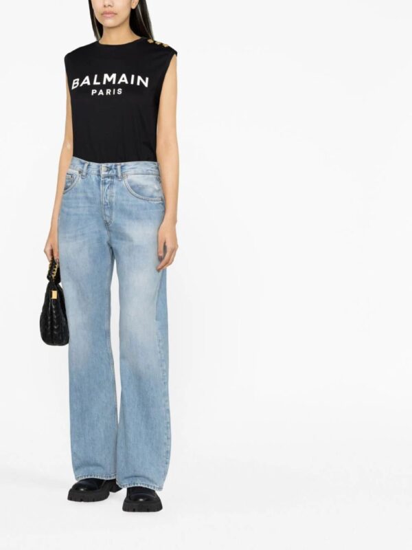 Balmain  logo-print button-embellished top - Image 2