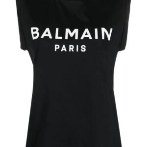 Balmain  logo-print button-embellished top
