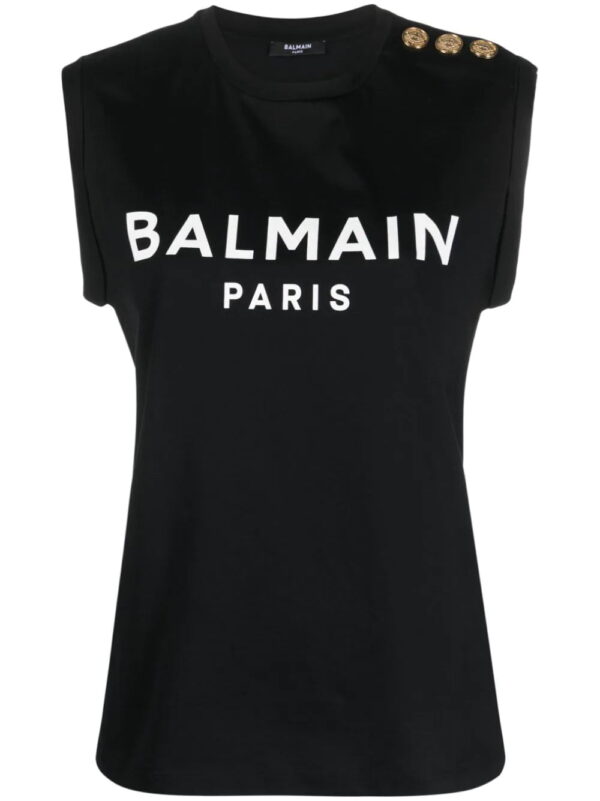 Balmain  logo-print button-embellished top