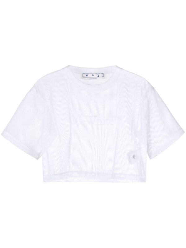 Off-White  Bookish mesh cropped T-shirt