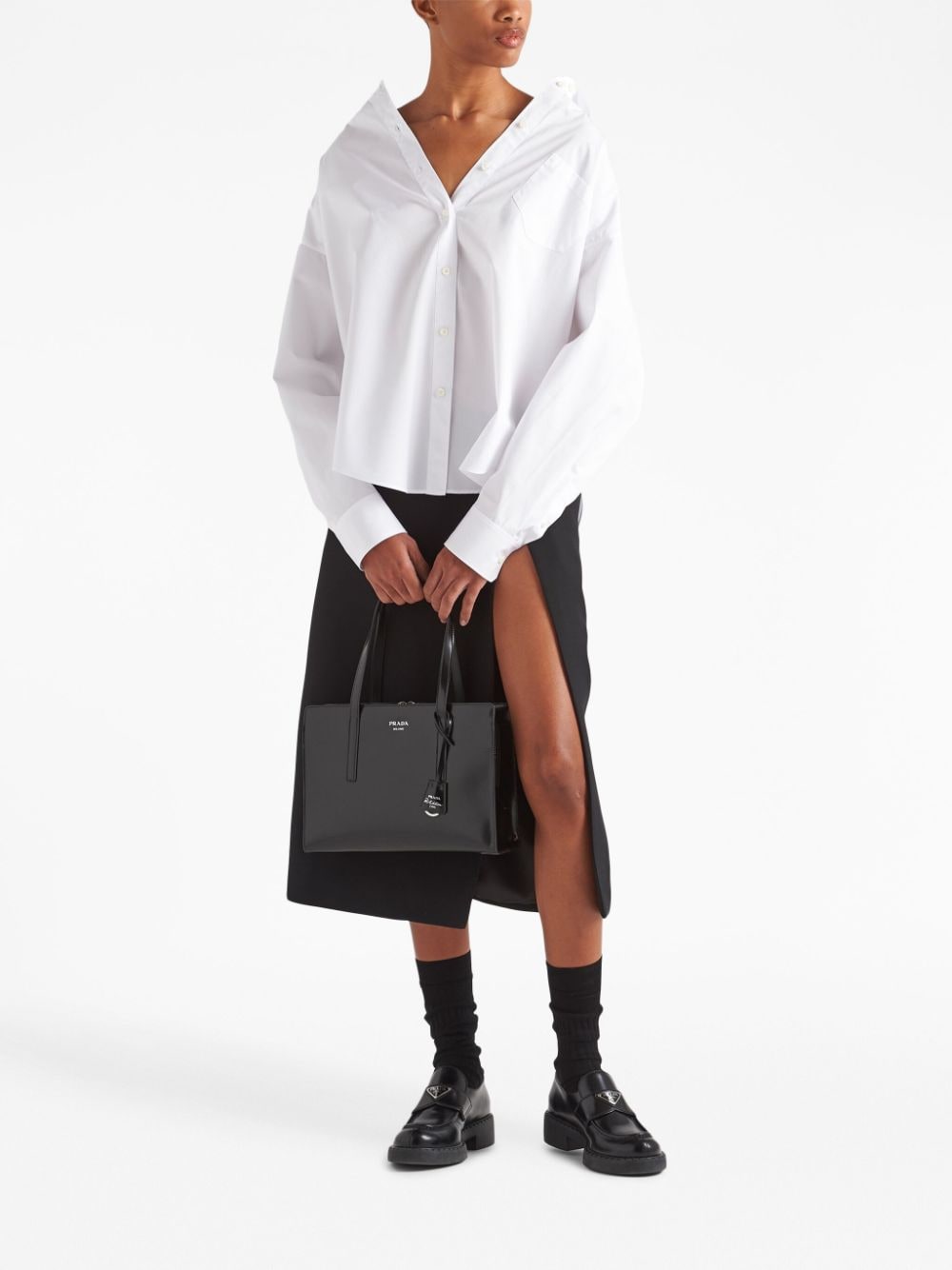 Prada logo-embroidered poplin shirt - Image 2