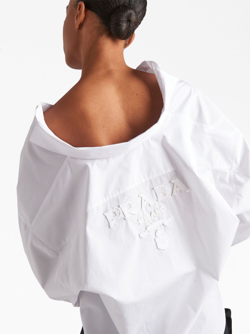 Prada logo-embroidered poplin shirt - Image 5