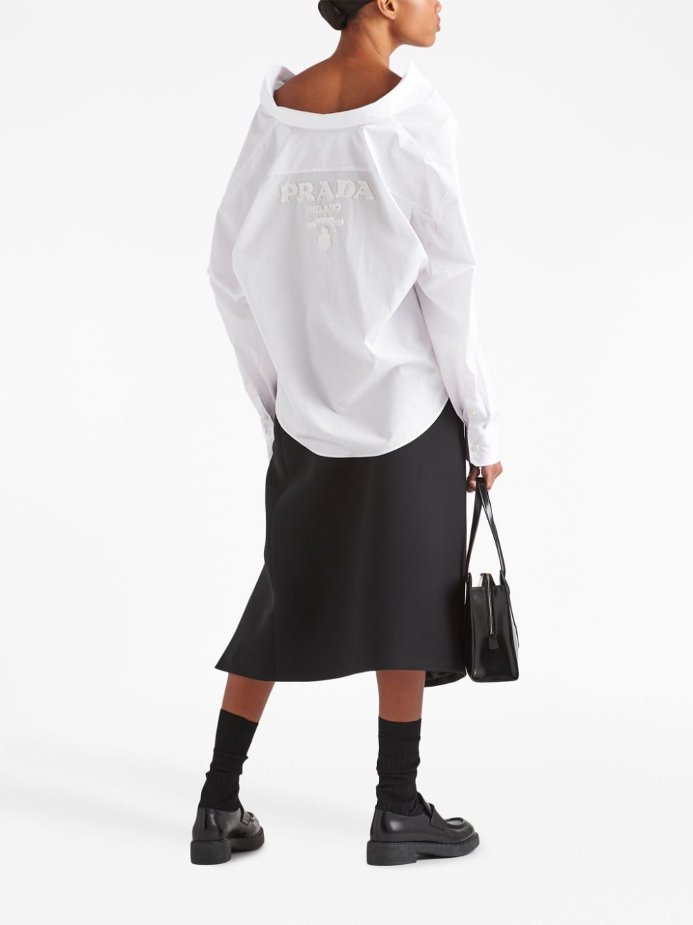 Prada logo-embroidered poplin shirt - Image 3