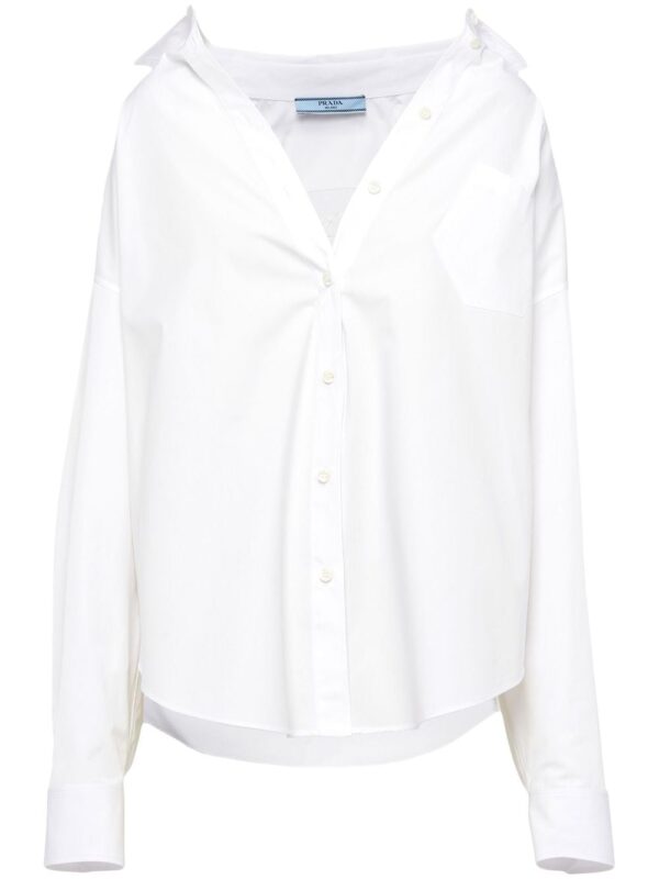Prada logo-embroidered poplin shirt
