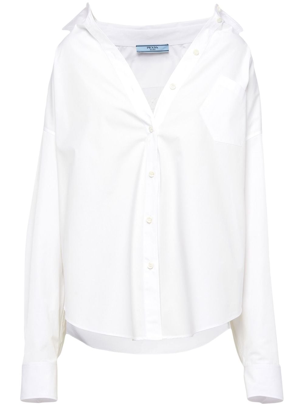 Prada logo-embroidered poplin shirt