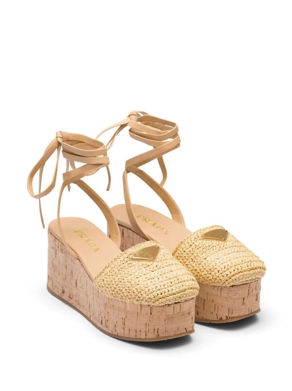 Prada  logo-plaque wedge sandals - Image 2