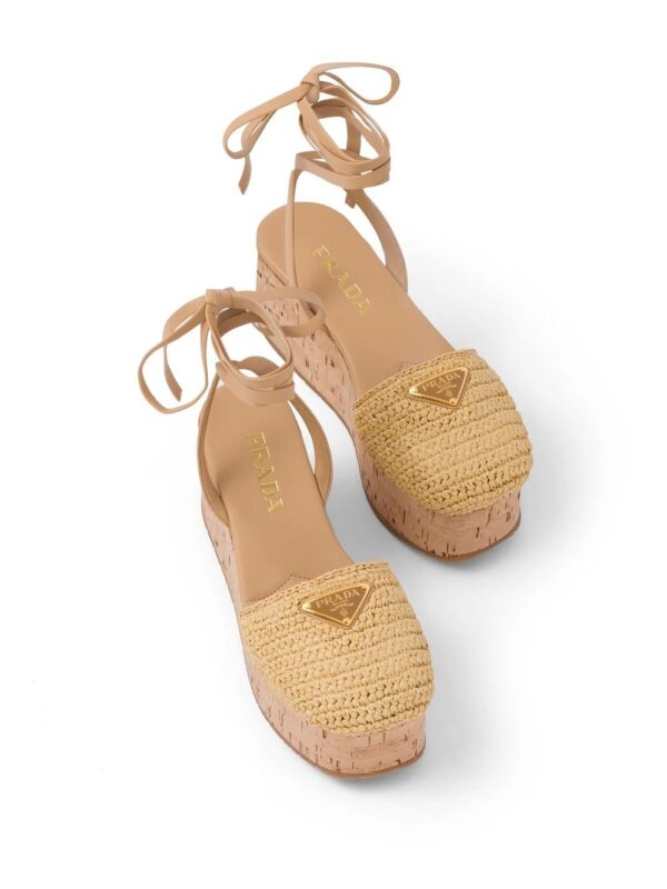Prada  logo-plaque wedge sandals - Image 4