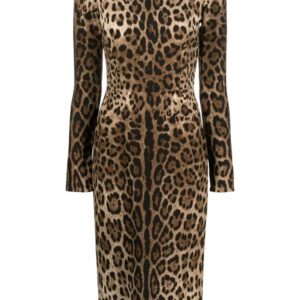 Dolce & Gabbana long-sleeve leopard-print dress