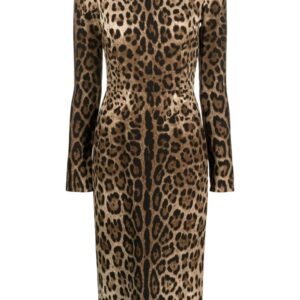 Dolce & Gabbana  long-sleeve leopard-print dress