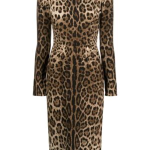 Dolce & Gabbana  long-sleeve leopard-print dress